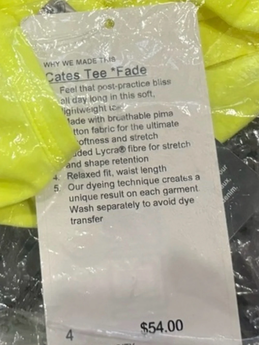 Lululemon Cates Fade Tee Neon Yellow Cropped Tee